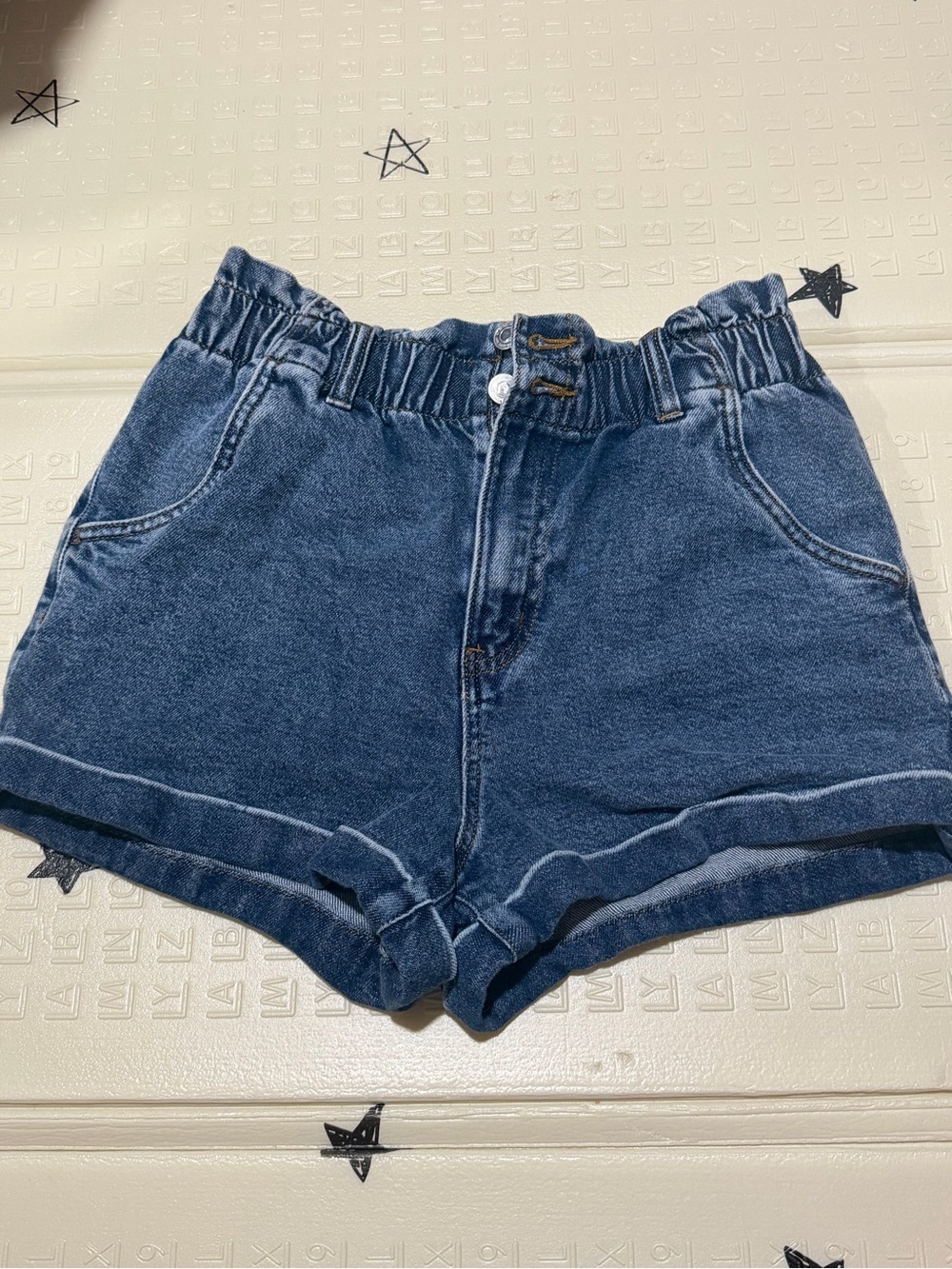 SO Paperbag High-Rise Denim Shorts - Blue - Picture 4 of 6
